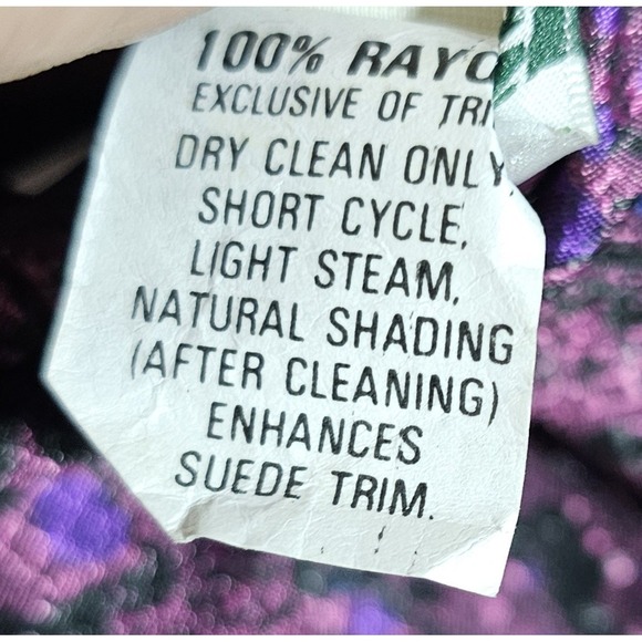 Patty O'Neil Purple Pink Abstract Paisley Modest Midi Dress Vintage Womens Sz 14 - Picture 4 of 15